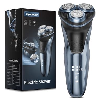Electric Razor for Men, Dyoonoer Electric Shaver for Men, IPX7 Waterproof Wet Dry Rechargeable Foil Shaver with Pop up Trimmer and Travel Lock