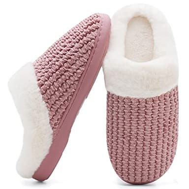 Ladies House Slippers Memory Foam Slippers for Women Comfortable Warm Cosy Non Slip Indoor Outdoor Home Slippers (Pink.HSTï¼Œ5/6 UK