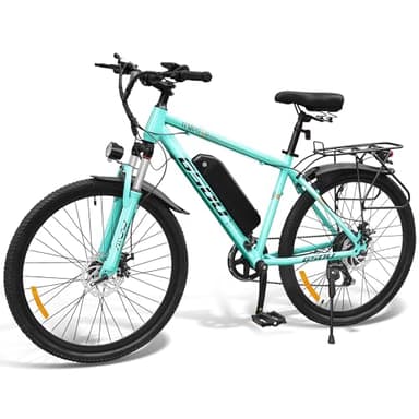 GSOU 26'' Electric Bike for Adults. eBike w/250W High-Speed Brushless Motor. Electric Mountain Bike Built-in 36V-8Ah Li-ion Battery, 7 Speed, Smart LCD, Dual Disc Brake, Lockable Suspension, UK Legal