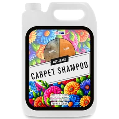 MultiWare Carpet Cleaner Shampoo Flower Scent 5L | Carpet Shampoo for Machines | Carpet Cleaner Solution | Safe for ALL Machines | Pet Friendly Formula | Removes Pet Odours and All Stains | 1 Bottle