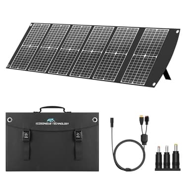 Ecosonique 100W Portable Foldable Solar Panels Charger Fast Charging with USB-C PD3.0 USB-A QC3.0 DC 20V Lightweight with Kickstand for Camping Power Station Solar Generators Cell Phones Power Banks