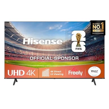Hisense 43" 43A6QTUK 4K Ultra HD Smart TV AI TV - 4K UHD, Hi-View AI Engine, Precision Colour, AI Smooth Motion, Sports Mode with Freely, Disney +, YouTube, Netflix