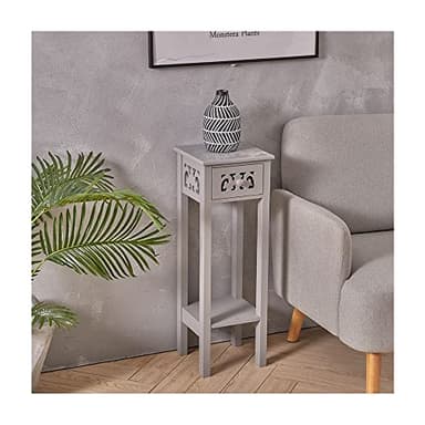 INMOZATA Slim Bedside Table Telephone Table with Drawer Tall Slim Living Room End Table Side Table Corner Bedside Table Grey