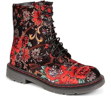 Pavers Women's Casual Ankle Boots with Floral Design and Cushioned Insoles - Comfort Fit Lace-Up Shoes - Durable Ladies Footwear - Size UK 7 / EU 40
