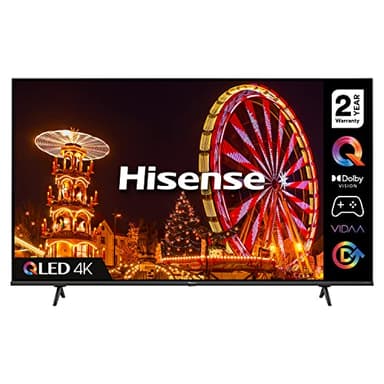 Hisense 43E77HQTUK QLED Gaming Series 4K UHD Dolby Vision HDR Smart TV with YouTube, Netflix, Disney Freeview Play and Alexa Built-in, Bluetooth and WiFi, TUV Certificated (2022 NEW), Black, 43 Inch