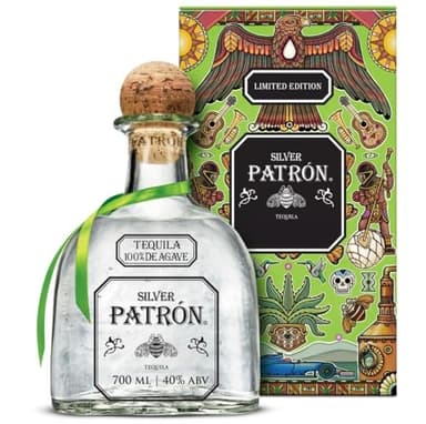 PATRON Silver Premium Tequila, 40% ABV, 70cl / 700ml, in a Limited-Edition Mexican Heritage Tin, Made from the Finest 100% Weber Blue Agave, Handcrafted in Mexico, Packaging May Vary