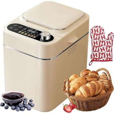 LHQYA Digital Bread Maker, Automatic Bread Machine with Timer Function, Maximum Capacity: 500g/13H Timer and 1H Insulation/26 Preset Functions/3 Color Options/3-speed Speed Regulation, for Home