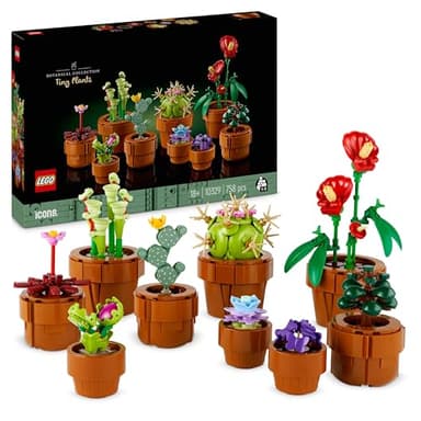 LEGO Botanicals Tiny Plants Set - Gifts for Mothers with 9 Potted Artificial Plants for Indoors incl. Faux Cactuses & Red Anthurium - House Warming Presents & Home Decor - 10329