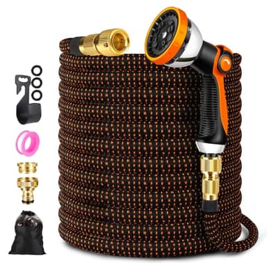 ZARSYN Garden Hose, Durable Expandable Garden Pipe with 10 Spray Pattern Nozzle & Solid Brass Connectors, Strength Fabric 3750D, Heavy Duty Garden Hose with 4-Layer Latex core-23m/75ft