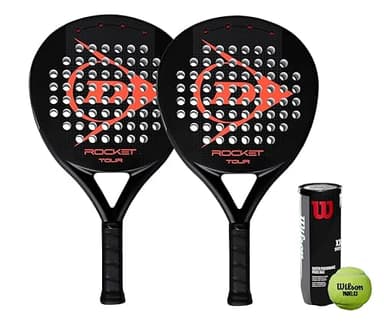 Dunlop Rocket Padel Racket Twin Pack inc Padel Balls