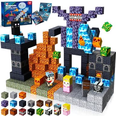 Goody King Magnetic Blocks - 100PCS Magnetic Dark Mechanical Guardian Castle Set Toys for Montessori Toddler Birthday Gifts - STEM Sensory Toys for 3 4 5 6 7 8 9 10 Year Old Boys
