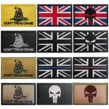 J.CARP 12Pcs British Union Jack Patch Tactical Morale United Kingdom Flag Patches Tactical Patches Hook and Loop Applique for Military Uniform Tactical Bag Jacket Jeans Hat