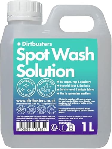 Dirtbusters Spot wash Carpet Cleaner Shampoo Solution, Deep Cleaning Treatment To Clean, Neutralise Odours & Remove Stains, Wool & Delicate Fabric Safe (1L)