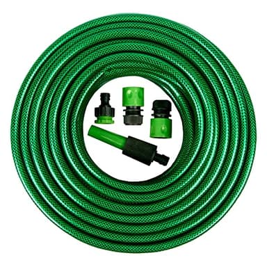 ZENO Reinforced Garden Hose Pipe with Spray Nozzle Fittings, 30M Garden Hose, Wear and Tear Resistant, Leak and Burst Proof, Kink Free, Easy Storage