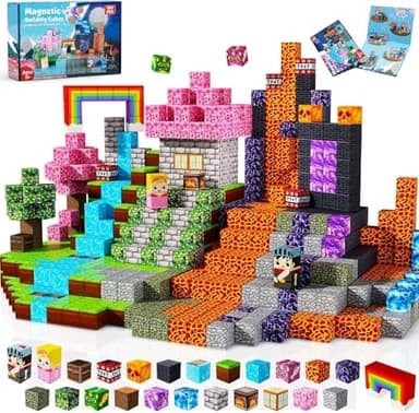Goody King Magnetic Blocks-150 PCS Dark Swordsman's Forest Castle Set - Magnetic Building Toys for Montessori Birthday Gifts - STEM Sensory Toys for 3 4 5 6 7 8 9 10 Boys & Girls