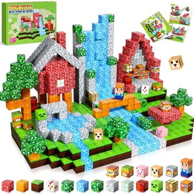 COOLJOYA Magnetic Blocks-108 PCS Magnetic Building Blocks, Building Toys for Montessori Birthday Gifts, Creative Kids Games, STEM Montessori Sensory Toys Boys Girls Ages 3 4 5 6 7 8 9 10 (0.8 inch)