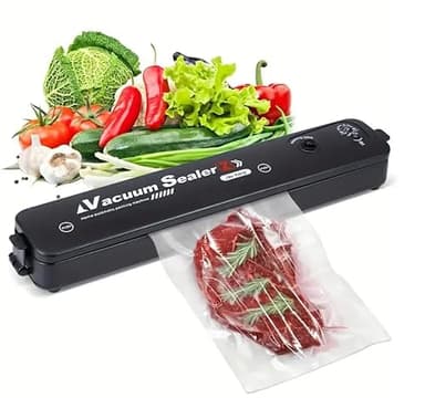 Home Vista Vacuum Sealer Machine with 10 Vaccum Bags - Food Vacuum Sealer with Built-in Cutter, 60KPA Suction, Longer Seal for Dry & Moist Food Preservation, Heat Sealer Machine