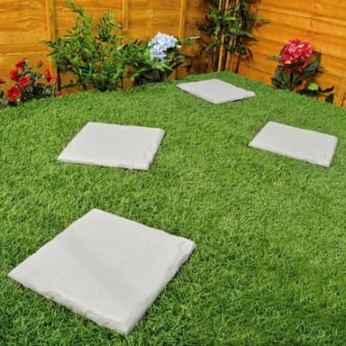 4 x Plastic Patio Stepping Stones – Easy To Install Lightweight Weatherproof Concrete Effect Anti-Slip Square Paving Slabs – Ideal for an Outdoor Garden Pathway or Patio, Each Measure 30 x 30cm
