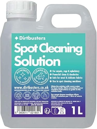Dirtbusters Spot Cleaning Solution Carpet Cleaner Shampoo, Deep Cleaning Treatment To Clean, Neutralise Odours & Remove Stains, Wool & Delicate Fabric Safe (1L)