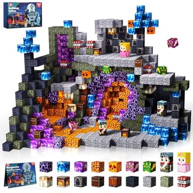 GraceDuck Magnetic Blocks - 150 PCS Build Magnetic Dark Castle Sword Domain World - Construction Cube Toys - STEM Montessori Sensory Toys for Toddlers Ages 3+ for Boy & Girl