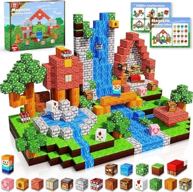 Goody King Magnetic Blocks, 100PCS Magnetic Building Blocks, Constructions Toys for Boys & Girls Age 3 4 5 6 7 8 9 10 STEM Montessori Stacking Toy, Sensory Brithdays for Toddlers
