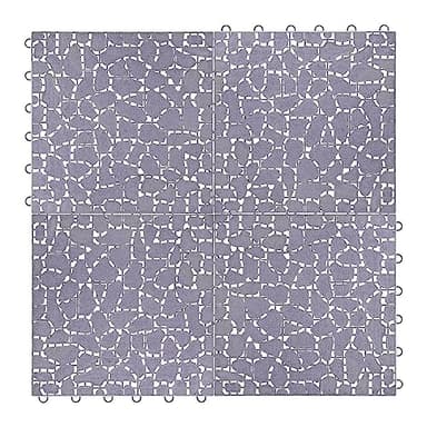 Garden Paving Slabs Plastic Patio Stepping Path Lawn Garden Easy to Use, Reusable, Terrace, Lawn, Garden Tiles (4 Pk Stone Pattern Slabs (Grey))